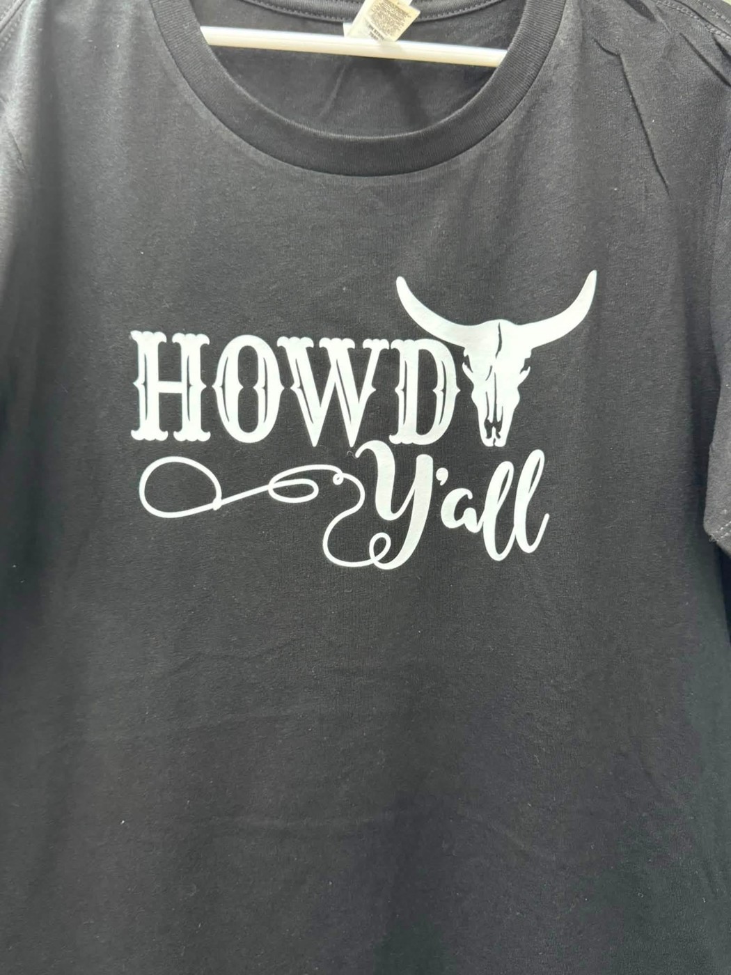 Custom black Howdy Y'all printed shirt